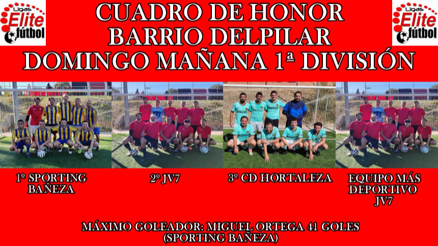 CUADRO DE HONOR BARRIO DEL PILAR DOMINGO MAÑANA 1º DIVISIÓN